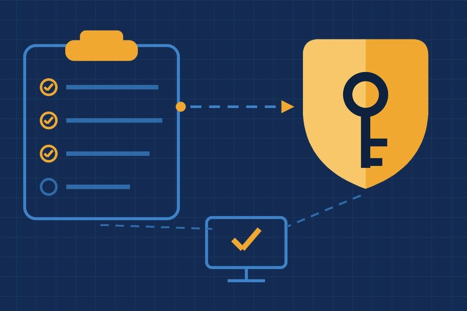 Plan de respuesta a incidentes: checklist del plan, escudo con llave de identidad y plan probado